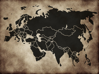 Map of Eurasia on the old texture