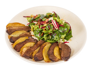 duck fillet, mashed potatoes seasoned with truffle oil, fig and