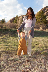 Baby boy learning to walk