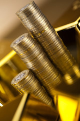 Gold bars and coins