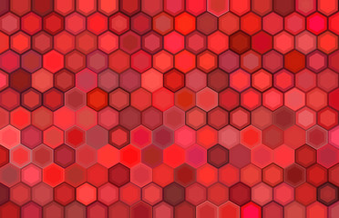 abstract 3d render hexagon backdrop in red colors