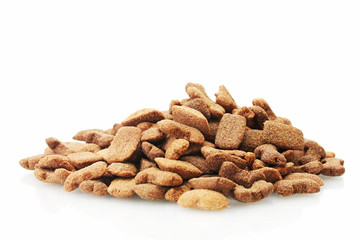 dry dog food isolated on white