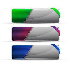 blank metallic buttons with colourful ribbons