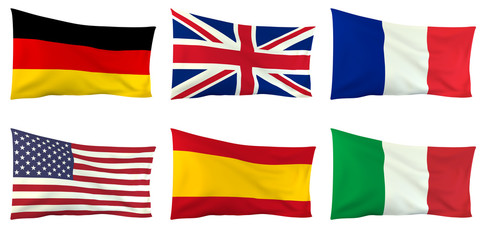 Flag of Germany, Great Britain, France, USA, Spain, Italy © ullrich