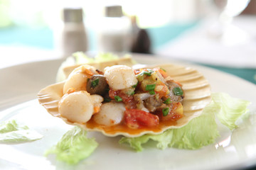 Scallop with butter seafood appetizer