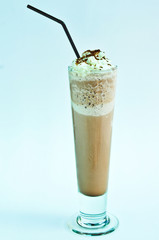 Milk shakes with chocolate isolated on white