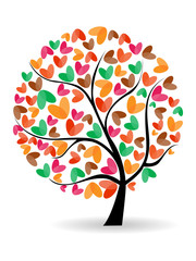 Vector illustration of a love tree on isolated white background.