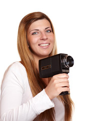 Junge Frau mit Super-8-Kamera