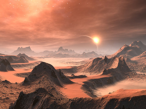 Fototapeta Alien Desert Sunrise / Sunset