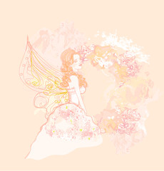 Obraz na płótnie Canvas floral background with a beautiful fairy