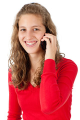 Attractive young girl speaking on cellphone