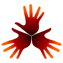 Warm hand trio vector.