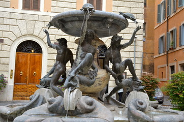 Fontana delle Tartarughe, Piazza Mattei, Roma - obrazy, fototapety, plakaty
