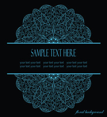 original card with lacy ornament on a black background
