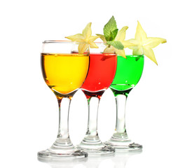 alcoholic cocktails isolated on white