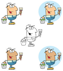 House Painter Holding A Pail And Paintbrush