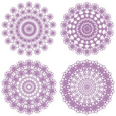 four different lace patterns on white