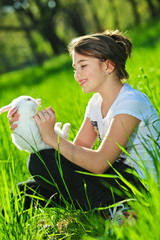 atractive girl with Easter bunny