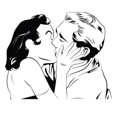 Printed kitchen splashbacks Comics Pop art kiss