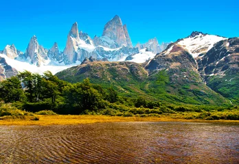 Fotobehang Cerro Chaltén Naturlandschaft mit Fitz Roy in Argentinien, Südamerika