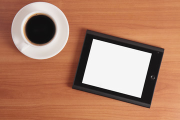 Tablet PC and coffee.