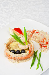 fish with rice and vegetables