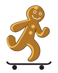Gingerbread Kid Playing Skateboard