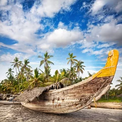 Fotobehang Fisherman boat on the beach © pikoso.kz