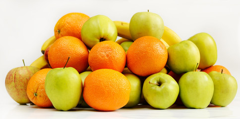 fresh oranges, apples and bananas