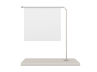 Blank desk information banner flag on white background