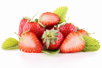 fresh strawberries on white