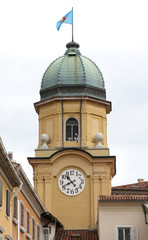 The Baroque city clock tower in Rijeka, Croatia