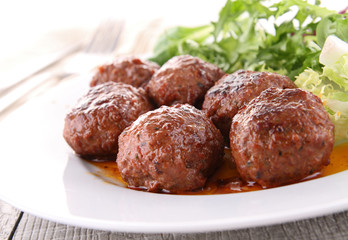 roasted meatballs and vegetable