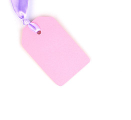 Blank label with ribbon isolated on white