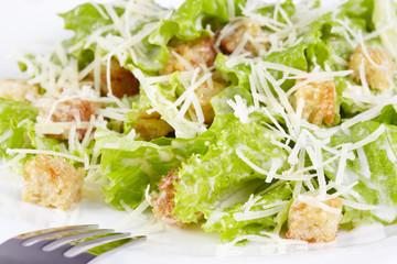 The Caesar salad prepared on the classical recipe