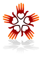 Hot hands with copy space vector.