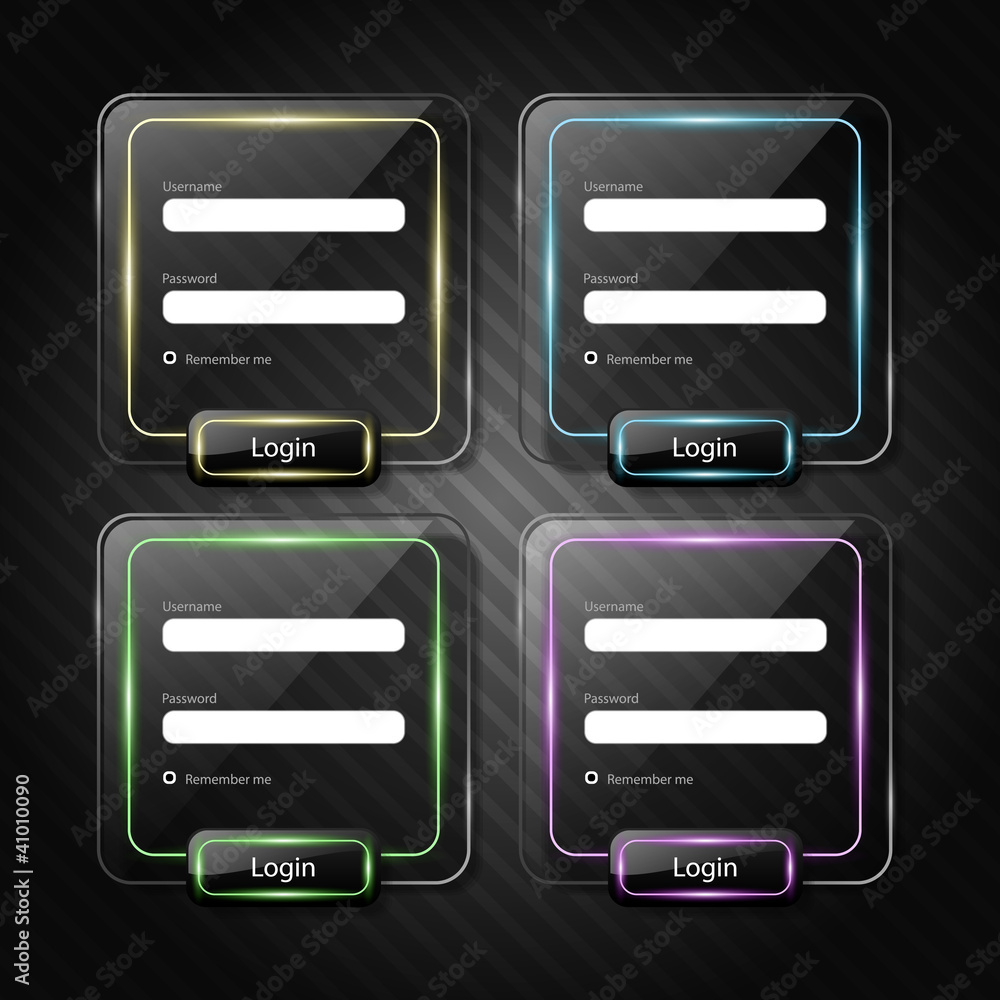 Wall mural set of web login forms