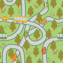 road in the woods seamless pattern