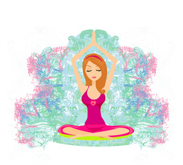 Yoga girl in lotus position