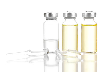 Medical ampoules isolated on white