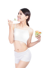 Young Girl Smile eating salad