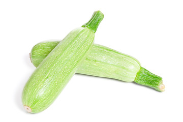 Green fresh Zucchini isolated on white background
