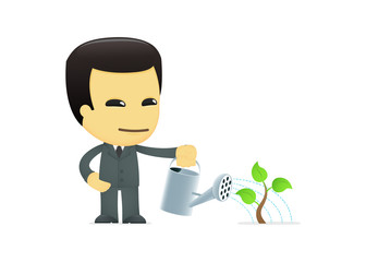 funny cartoon asian businessman
