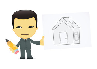 funny cartoon asian businessman