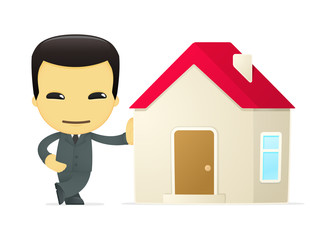funny cartoon asian businessman