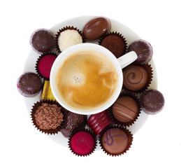 cup of coffee with sweets