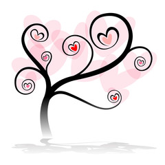 love tree with heart leaf on white background