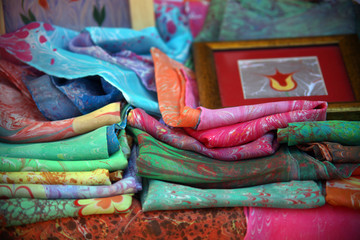 Multicolor Marbled Fabric Scarf  Paper Material Artwork