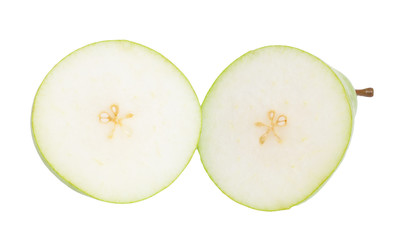 sliced ​​pear isolated on white background