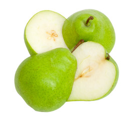 sliced ​​pear isolated on white background